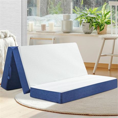 CYMULA Folding Mattress Full Size,4 inch Memory Foam Tri Fold Mattress,Portable