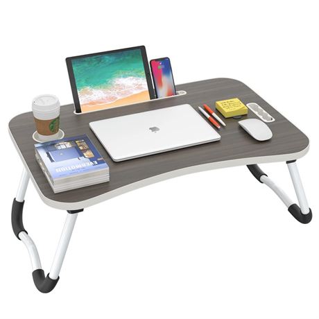 Folding Lap Desk, 23.6 Inch Portable Wood Black Laptop Bed Desk Lap Desk with