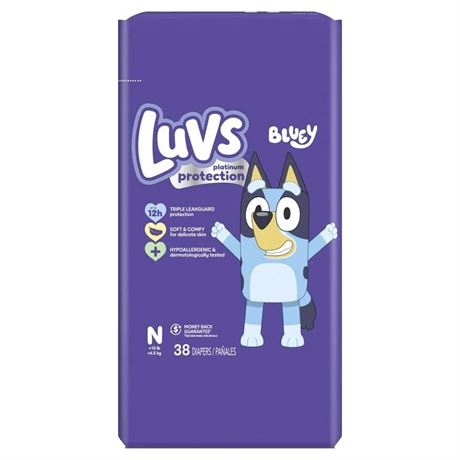 Luvs Platinum Protection Baby Diapers, Size N, 38 Count