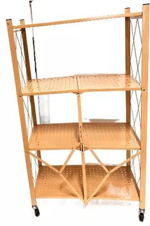 Tidy & Co. Collapsible 4- Tier Rack with Lattice Sides - Tan