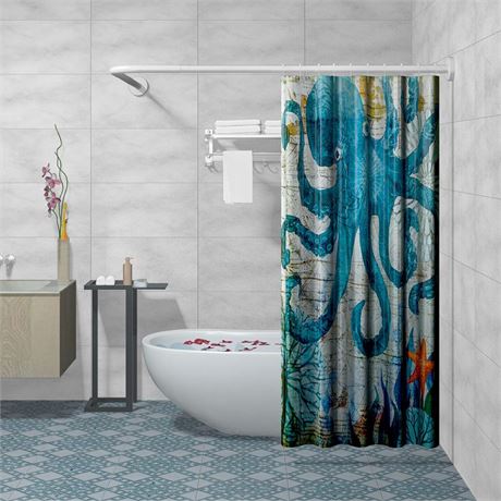 Stretchable 304 Stainless L Shaped Bathroom Bathtub Corner Shower Curtain Rod