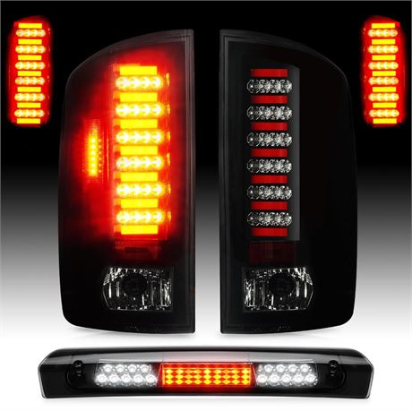 LED Tail Light Assembly + 3rd Third Brake Cargo Lamp Fit for Dodge RAM 1500