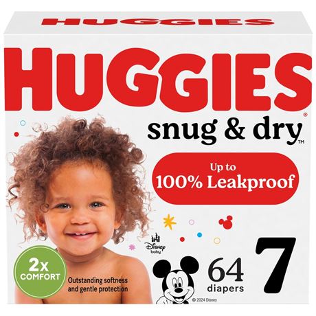 Huggies Size 7 Diapers, Snug & Dry Baby Diapers, Size 7 16-28 lbs), 60 diapers