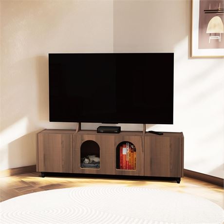 Pmnianhua Mobile Corner TV Stand on Wheels for 60" TVs,48" Portable TV Media