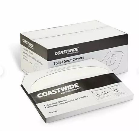 Coastwide Professional Toilet Seat Covers, 0.87" x 10.43", 250/Pack, 10 Packs