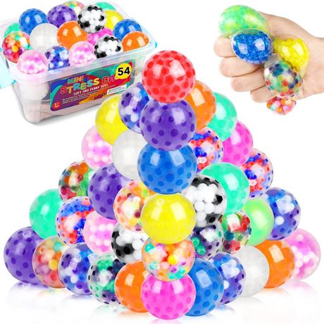 54Pack Stress Balls, Squishy Squeeze Balls Bulk Fidget for Adults Squishy Balls