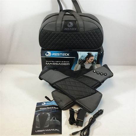 Resteck Gray Black Adjustable Levels Electric Shiatsu Neck & Back Massager