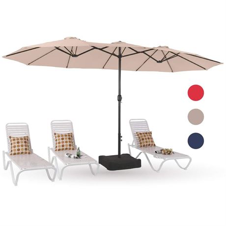 PHI VILLA 15ft Large Patio Umbrellas with Base Included, Outdoor Double-Sided