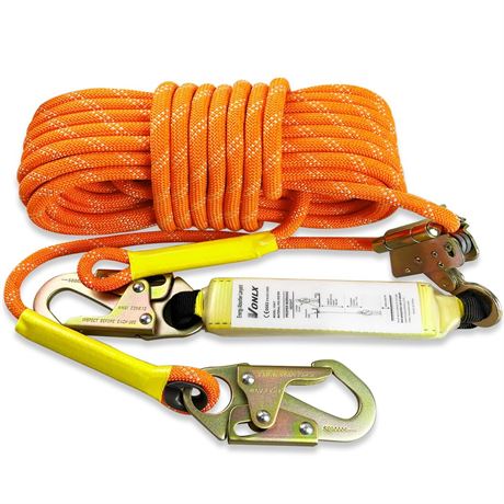 Fall Protection Safety Rope 50FT Heavy Duty Vertical Roofing Ropes with Alloy