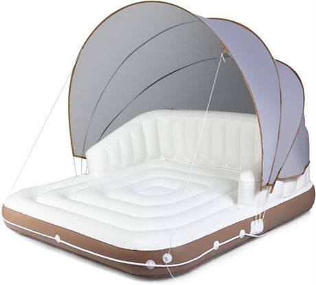 Giantex Canopy Island Inflatable Lounge, Floating Island Raft w/SPF50+