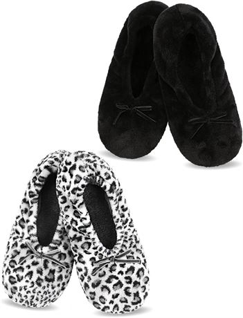 Panda Bros 2 Pairs Women's Ballerina House Slippers, Anti-Skid Comfy Warm