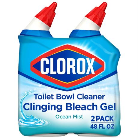 Pack of 2 Clorox Toilet Bowl Cleaner, Clinging Bleach Gel, Ocean Mist - 24