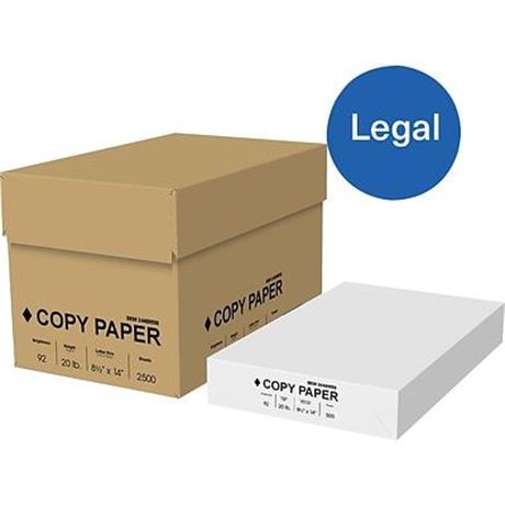 Unbranded 8.5  X 14  Legal Size Copy Paper 20 Lbs 92 Brightness 500 Sheets/Ream