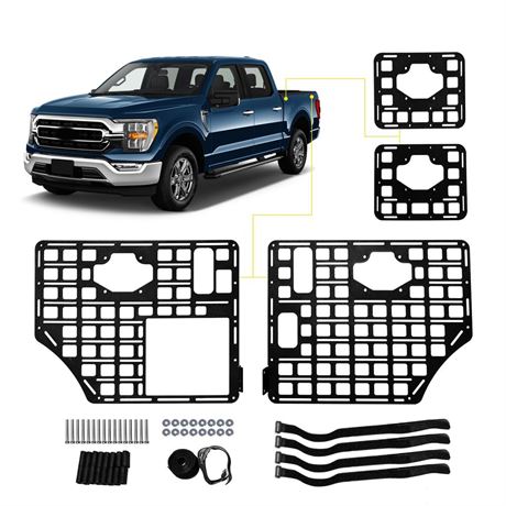 Side Molle Panel Compatible with 2015-2023 Ford F150 Side Bed Molle Panel Truck