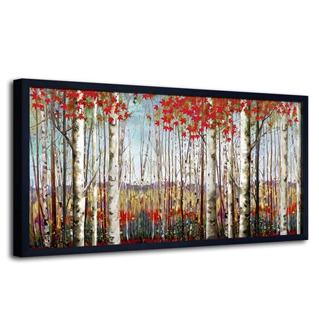 Large Framed Wall Art for Living Room Bedroom Modern Wall Decor of Red Leaves