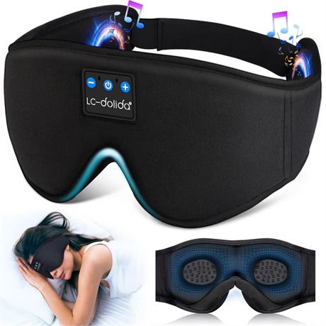 LC-dolida Sleep Headphones, 3D Sleep Mask Bluetooth Wireless Music Eye Mask,
