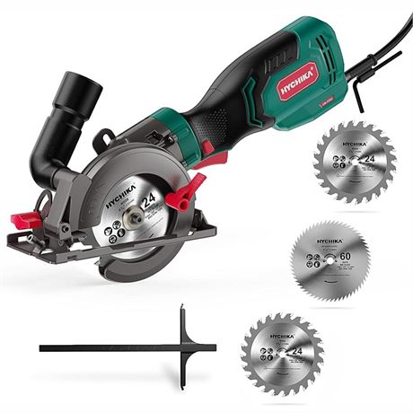 Electric Circular Saw, HYCHIKA 6.2A Mini Circular Saw with 3 Blades(4-1/2”),