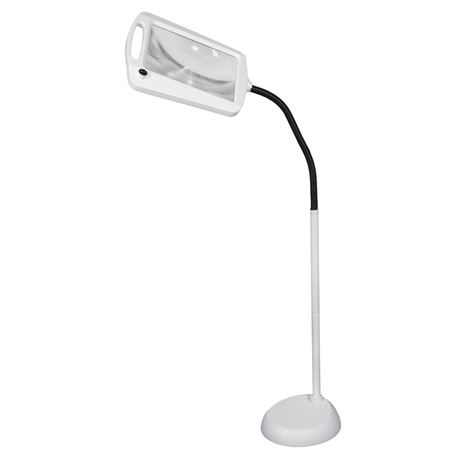 402039-04 Full Page 8 x 10 Inch Magnifier LED Illuminated Floor Lamp, White
