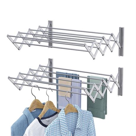 X-cosrack Wall Mounted Clothes Drying Rack, 31.9" Wide Large Rustproof