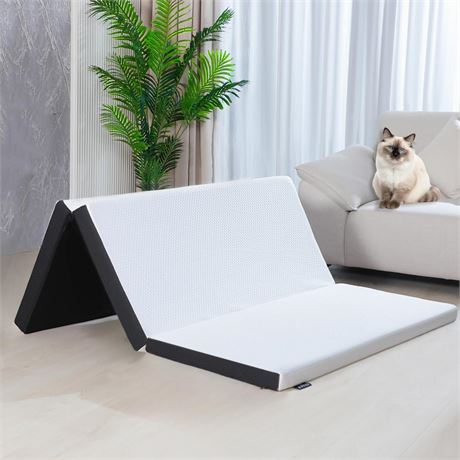 Folding Mattress, 3 inch Single Tri-fold Memory Foam Mattress Topper with