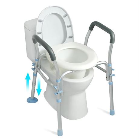 OasisSpace Stand Alone Raised Toilet Seat 300lbs - Medical Raised Commode