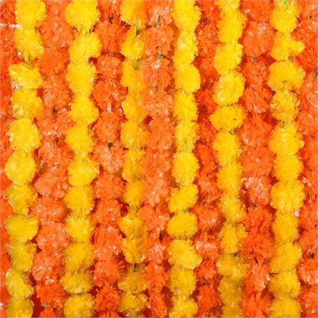 60 Pcs Marigold Garland for Decoration 4 Feet Artificial Marigold Flowers