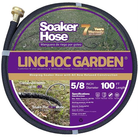 5/8 Inch 100FT Soaker Hose - High Flow Flexible Design for Expansive Landscapes
