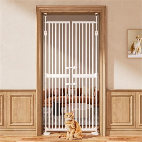 71" High Extra Tall Cat Gate, 33.85-35.43" Wide Cat Safety Gate, 1.34" Extra