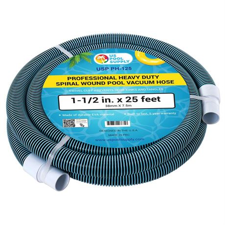U.S. Pool Supply 1-1/2" x 25 Foot Professional Heavy Duty Spiral Wound Swimming