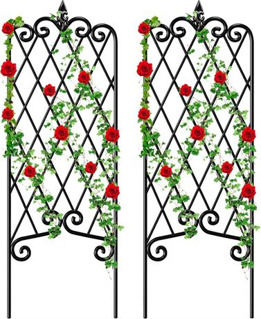 AMAGABELI GARDEN & HOME 2 Pack Black Garden Trellis for Climbing Plants 47” x