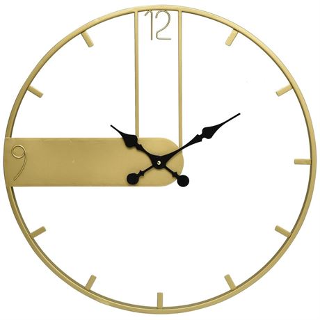 SwallowLiving 24 Inch Gold Minimalist Metal Wall Clock with Arabic Numerals -