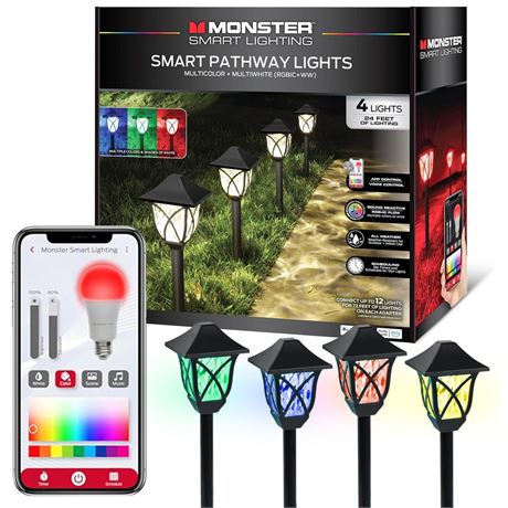 Monster Smart RGB+IC+WW Pathway Lights with 4 Dimmable LED Lights - Sound