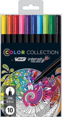 BIC Color Collection Intensity Fineliner Marker Pen  Assorted Colors  10 Count