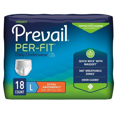 Prevail Per-Fit Daily Underwear, Incontinence, Disposable, Extra Absorbency,
