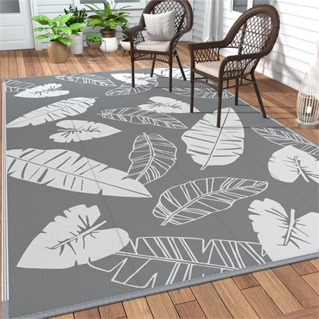 GENIMO Outdoor Rug for Patios Clearance, 5'x8' Reversible Tropical Outdoor