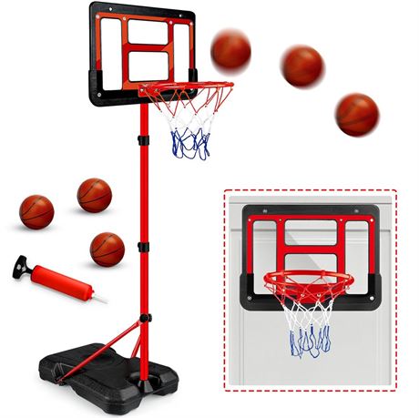 Kids Basketball Hoop with Stand, Adjustable Basketball Set, Toddler Basketball