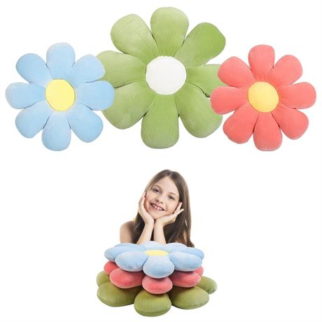 Getmo Resin 3pcs Flower Pillow Floor Cushion Flower Shaped Throw Pillow Daisy