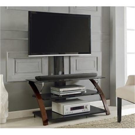 56.62 in. Elie Modern Concept Flat Panel Bentwood Glass TV Stand ,1