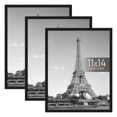 upsimples 11x14 Picture Frame Black 3 Pack, Frames 11 x 14 for Horizontal or