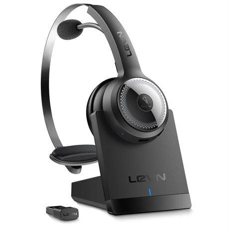 LEVN Wireless Headset with Mic for Work, Wireless Headphones with Mic (AI Noise