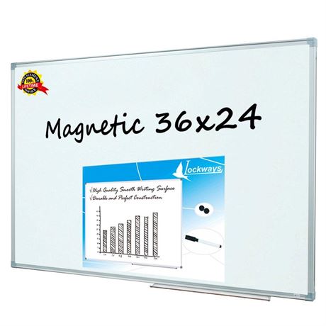 Lockways Magnetic Dry Erase Board, 36 x 24 Inch Magnetic Whiteboard White