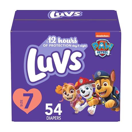 Luvs Diapers - Size 7, 54 Count, Paw Patrol Disposable Baby Diapers Size 7 54