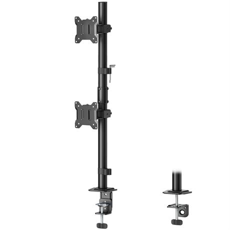 monTEK Stable Vertical Dual Monitor Mount, Stacked Desk Stand for Two 17-32