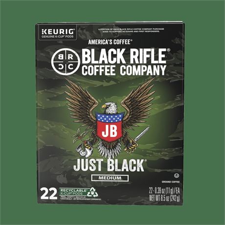 Black Rifle Coffee Company Just Black Keurig K-Cup Pods, Medium Roast, 22 Ct