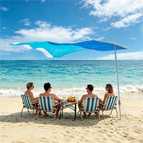 Beach Shade Canopy, Beach Umbrella for Sand, Easy Setup Beach Wind Shade, UPF