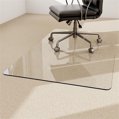 36" x 46" Chair Mat for Carpet - Office Chair Mat - Tempered Glass Floor Mat