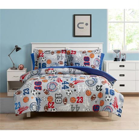 OFFSITE Your Zone Kids 7 Piece Blue Sports Polyester Bedding Set for Boys  Full