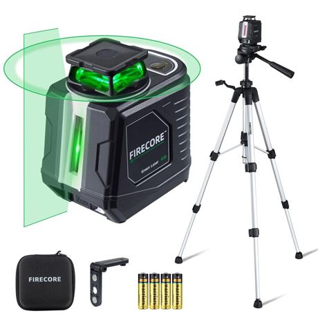 Firecore 360° Laser Level with Tripod, Green Self Leveling Cross Line Laser