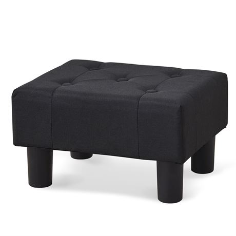 BRIAN & DANY Small Foot Stool, Linen Foot Stools with Legs, Stable Small