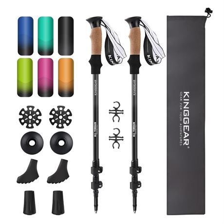 KINGGEAR Walking Stick, Lightweight 7075 Aluminum Adjustable Hiking Poles,